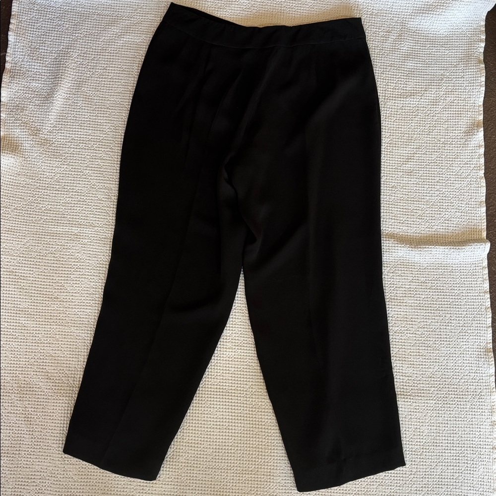 Eileen Fisher Silk Black Dress Slacks Trousers, Zip Fly, Wide Leg, Large, NWOT